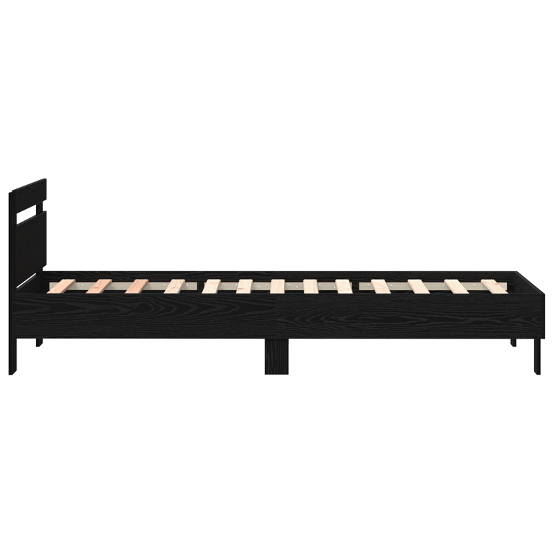 Casa si Gradina - Mobilier - Paturi si accesorii - Paturi - Cadru de pat cu LED, stejar negru, 75x190 cm lemn prelucrat - Infinity.ro