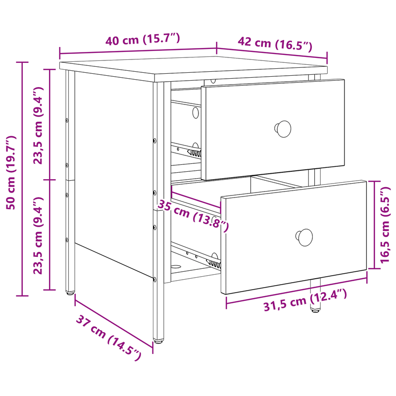 Casa si Gradina - Mobilier - Comode si corpuri - Noptiere - Cabinet de Noptiera Lemn Vechi 40x42x50 cm Lemn Stratificat - Infinity.ro