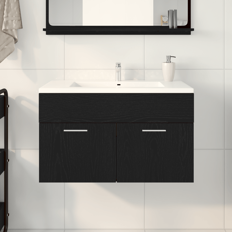 Casa si Gradina - Mobilier - Mobilier baie - Comode baie - Dulap chiuveta de baie, stejar negru, 90x38,5x46 cm, lemn - Infinity.ro