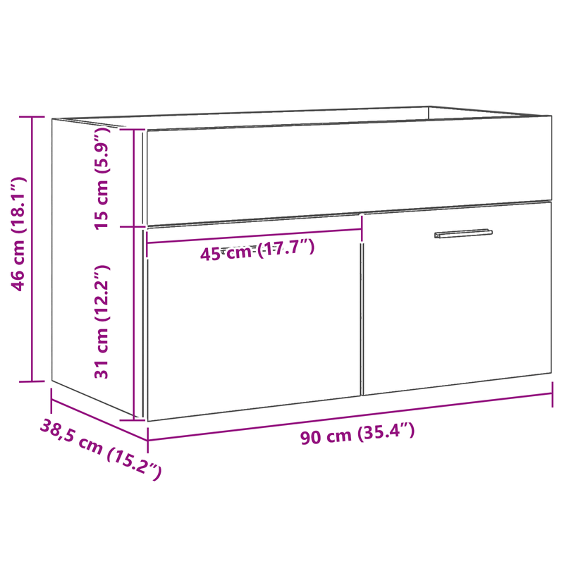 Casa si Gradina - Mobilier - Mobilier baie - Comode baie - Dulap chiuveta de baie, stejar negru, 90x38,5x46 cm, lemn - Infinity.ro
