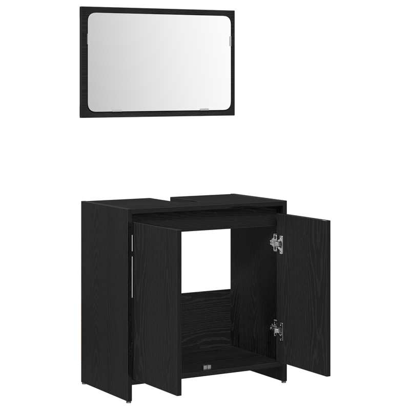 Casa si Gradina - Mobilier - Mobilier baie - Comode baie - Dulap de Baie cu Oglinda Stejar Negru 60x33x61cm Lemn Ingineresc - Infinity.ro