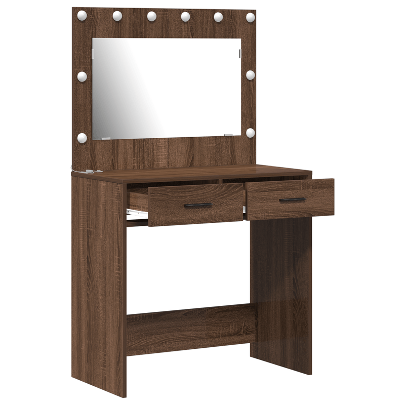 Casa si Gradina - Mobilier - Comode si corpuri - Masute de toaleta - Masa de toaleta cu lumini LED, stejar maro, 78,5x41x135 cm - Infinity.ro