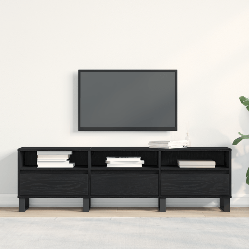 Casa si Gradina - Mobilier - Comode si corpuri - Comode - Cabinet TV Negru Stejar 150x30x44,5 cm Lemn prelucrat - Infinity.ro