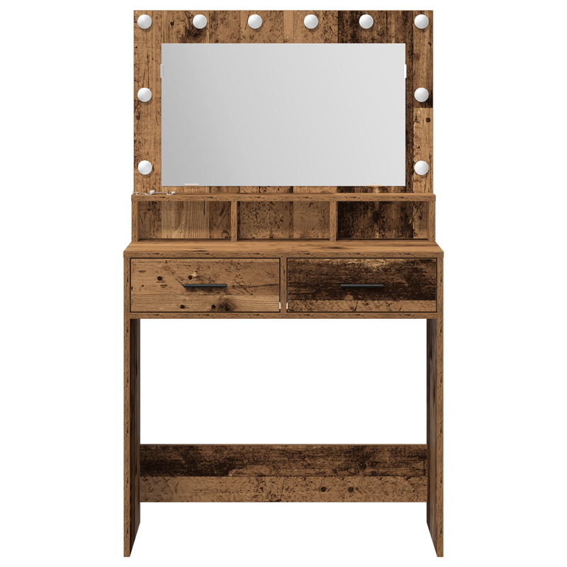 Casa si Gradina - Mobilier - Comode si corpuri - Masute de toaleta - Masa de toaleta cu lumini LED, lemn rustic, 79x41x135 cm - Infinity.ro