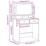 Casa si Gradina - Mobilier - Comode si corpuri - Masute de toaleta - Masa de toaleta cu lumini LED, lemn rustic, 79x41x135 cm - Infinity.ro