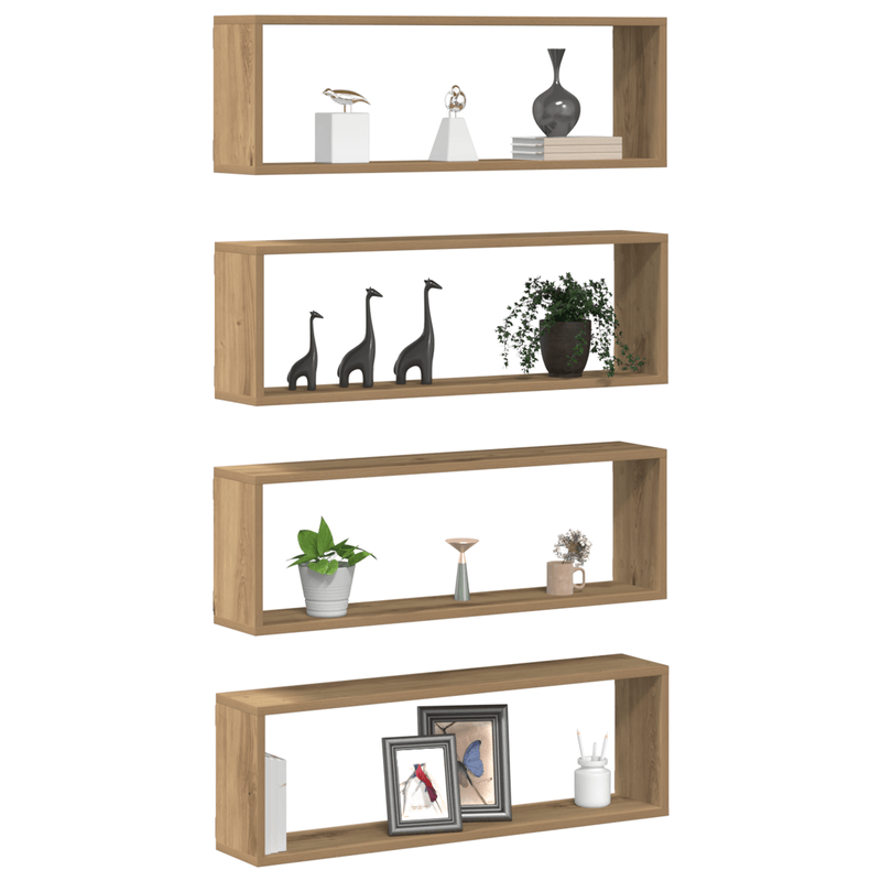 Casa si Gradina - Mobilier - Biblioteci si rafturi - Rafturi - Rafturi de perete, 4 buc., stejar artizanal, 80x15x26 cm, lemn - Infinity.ro