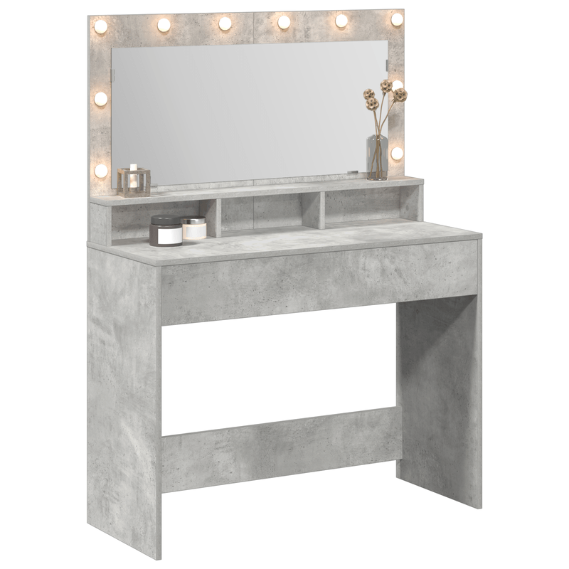 Casa si Gradina - Mobilier - Comode si corpuri - Masute de toaleta - Masa de toaleta cu lumini LED, gri beton, 100x41x135 cm - Infinity.ro