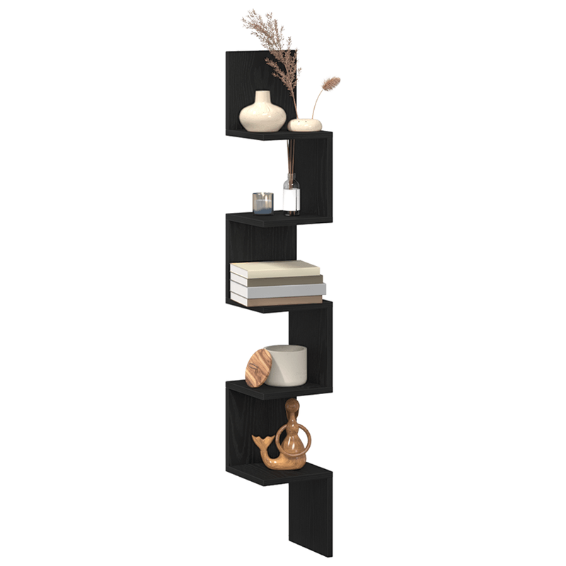 Casa si Gradina - Mobilier - Biblioteci si rafturi - Rafturi - Raft de colt  Negru Stejar 20x20x127,5 cm din Lemn prelucrat - Infinity.ro