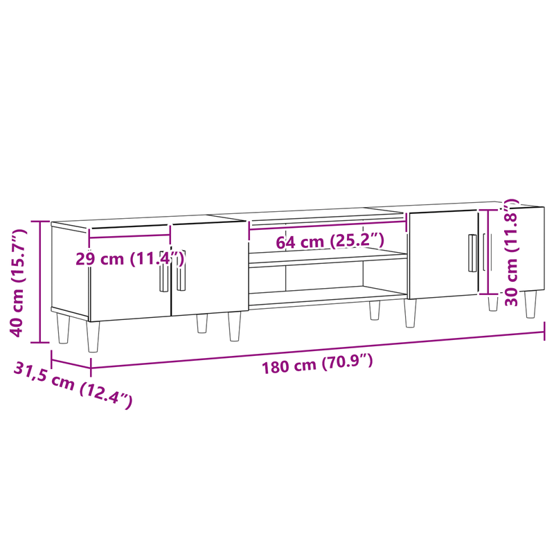 Casa si Gradina - Mobilier - Comode si corpuri - Comode - Dulap TV, stejar negru, 180x31,5x40 cm, lemn prelucrat - Infinity.ro