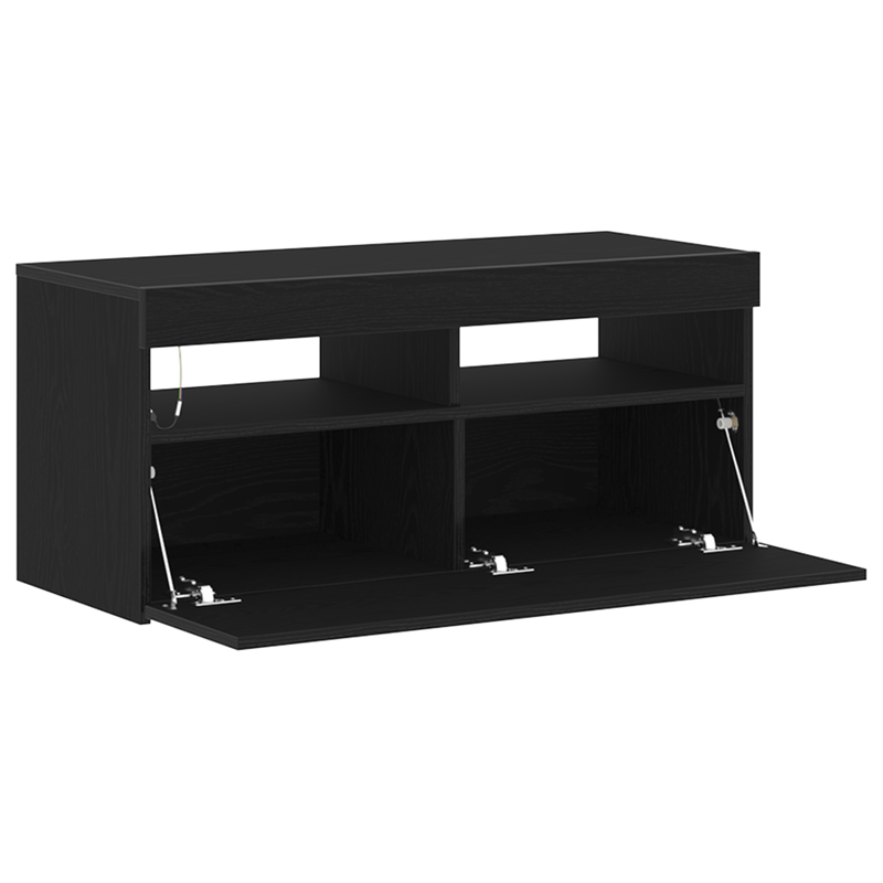 Casa si Gradina - Mobilier - Comode si corpuri - Comode - Dulap TV cu LED-uri Stejar Negru 90x35x40 cm Lemn - Infinity.ro