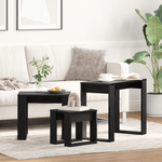 Casa si Gradina - Mobilier - Mese si birouri - Mese living - Set de 3 mese stivuibile, stejar negru, lemn prelucrat - Infinity.ro