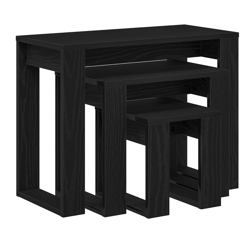 Casa si Gradina - Mobilier - Mese si birouri - Mese living - Set de 3 mese stivuibile, stejar negru, lemn prelucrat - Infinity.ro