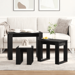 Casa si Gradina - Mobilier - Mese si birouri - Mese living - Set de 3 mese stivuibile, stejar negru, lemn prelucrat - Infinity.ro