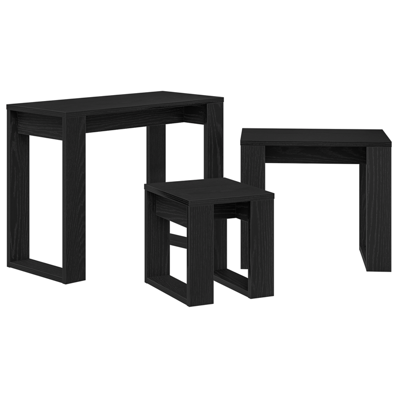 Casa si Gradina - Mobilier - Mese si birouri - Mese living - Set de 3 mese stivuibile, stejar negru, lemn prelucrat - Infinity.ro