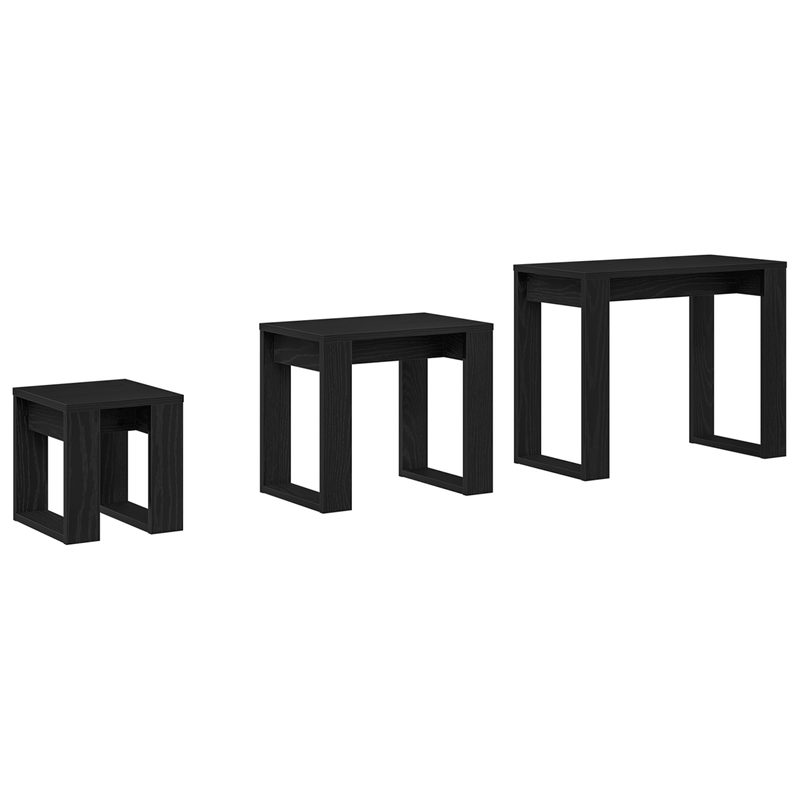 Casa si Gradina - Mobilier - Mese si birouri - Mese living - Set de 3 mese stivuibile, stejar negru, lemn prelucrat - Infinity.ro