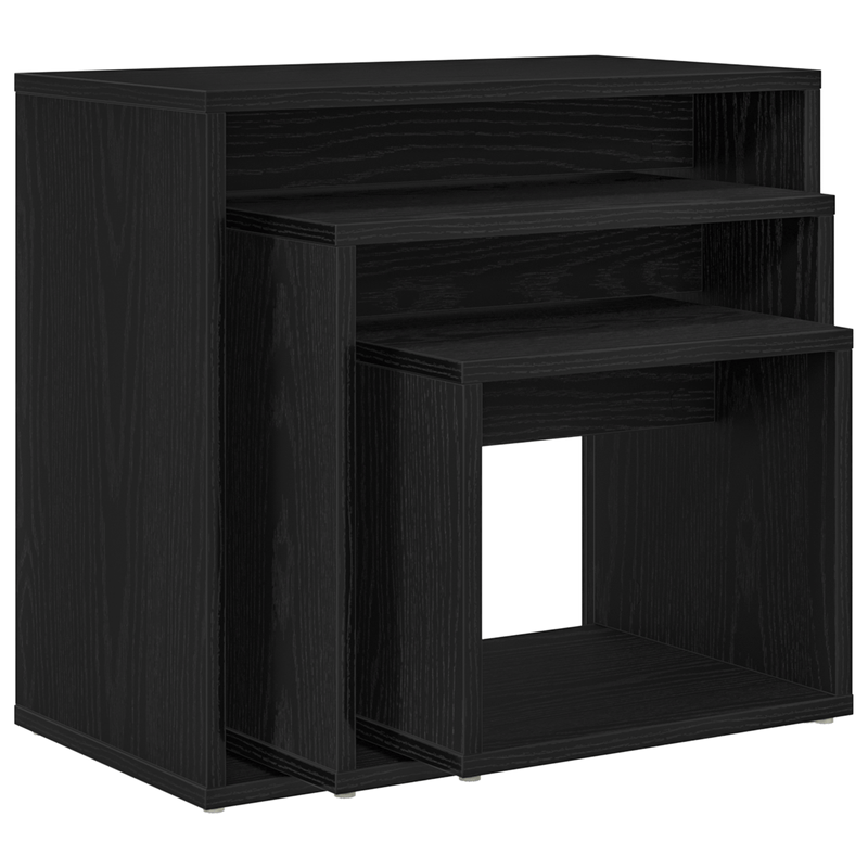 Casa si Gradina - Mobilier - Mese si birouri - Mese living - Set de 3 mese stivuibile, stejar negru, lemn prelucrat - Infinity.ro