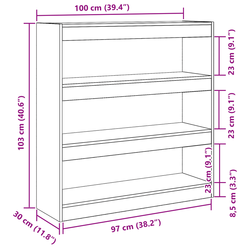 Casa si Gradina - Mobilier - Biblioteci si rafturi - Biblioteci - Biblioteca/paravan de camera, stejar negru, 100x30x103 cm, lemn - Infinity.ro