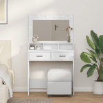 Casa si Gradina - Mobilier - Comode si corpuri - Masute de toaleta - Masa de toaleta cu lumini LED, alb, 79x41x135 cm - Infinity.ro