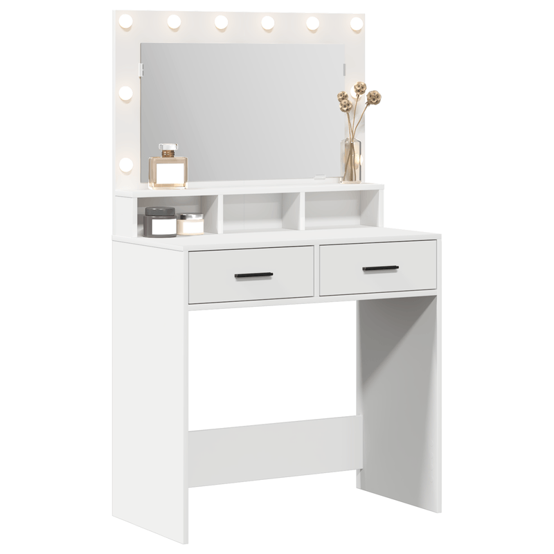 Casa si Gradina - Mobilier - Comode si corpuri - Masute de toaleta - Masa de toaleta cu lumini LED, alb, 79x41x135 cm - Infinity.ro