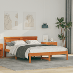 Casa si Gradina - Mobilier - Paturi si accesorii - Paturi - Cadru de pat cu tablie & LED maro cerat 120x190 cm din lemn masiv de pin - Infinity.ro