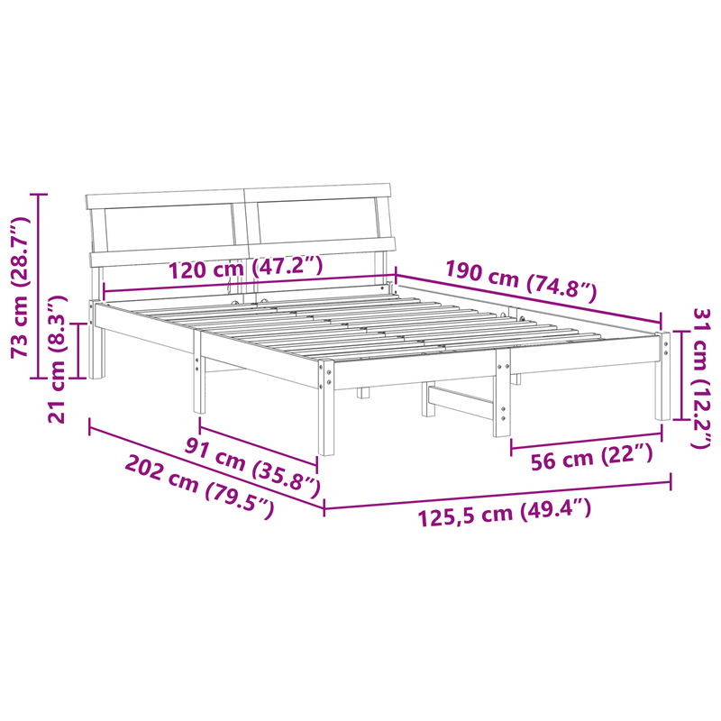 Casa si Gradina - Mobilier - Paturi si accesorii - Paturi - Cadru de pat cu tablie & LED maro cerat 120x190 cm din lemn masiv de pin - Infinity.ro