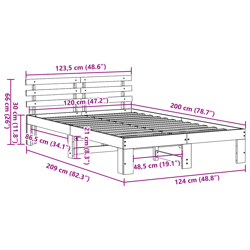 Casa si Gradina - Mobilier - Paturi si accesorii - Paturi - Cadru de pat din lemn de pin Maro cerat Lemn masiv 120 x 200 cm - Infinity.ro