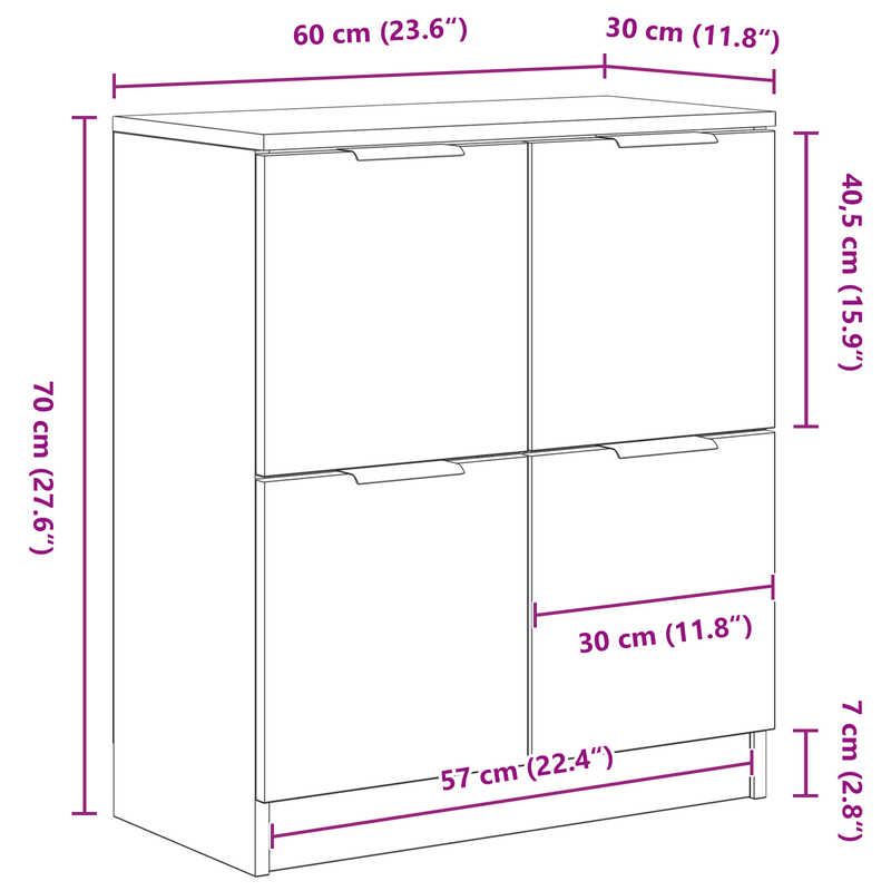 Casa si Gradina - Mobilier - Comode si corpuri - Comode - Bufet Negru din Stejar - 60 x 30 x 70 cm - Fabricat din Lemn Prelucrat - Infinity.ro