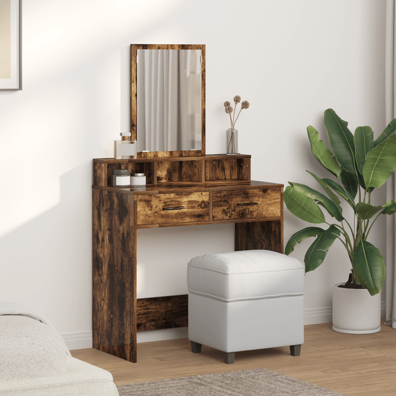 Casa si Gradina - Mobilier - Comode si corpuri - Masute de toaleta - Masa de toaleta cu sertare, stejar fumuriu, 79x41x140 cm - Infinity.ro