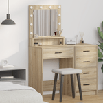 Casa si Gradina - Mobilier - Comode si corpuri - Masute de toaleta - Masa de cosmetica cu lumini LED, stejar sonoma, 50x41x135 cm - Infinity.ro