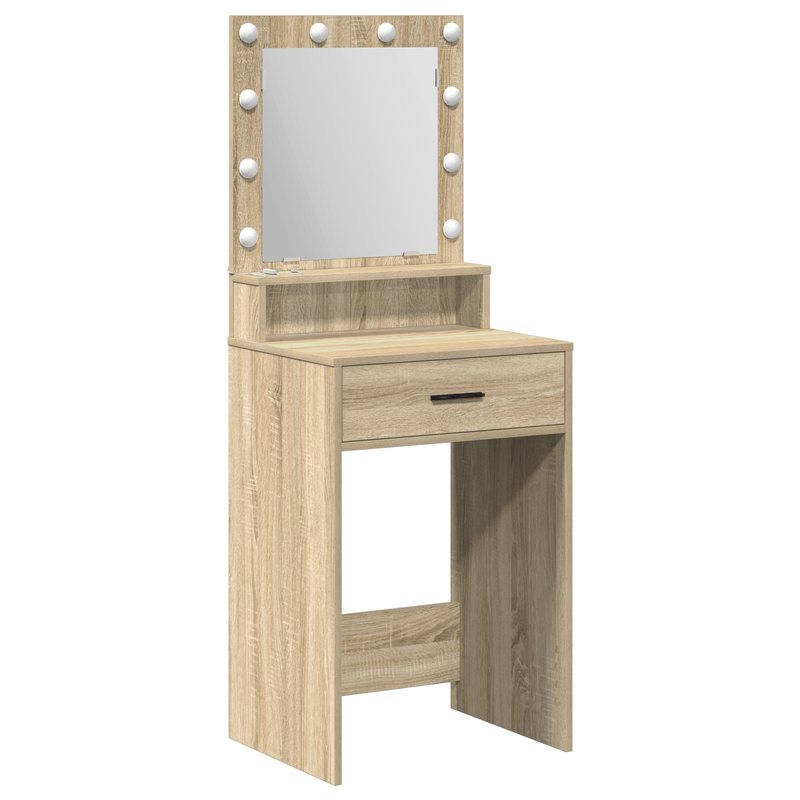 Casa si Gradina - Mobilier - Comode si corpuri - Masute de toaleta - Masa de cosmetica cu lumini LED, stejar sonoma, 50x41x135 cm - Infinity.ro