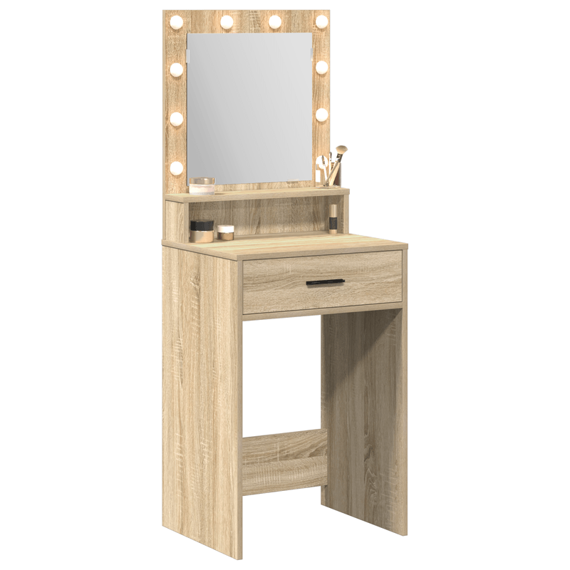 Casa si Gradina - Mobilier - Comode si corpuri - Masute de toaleta - Masa de cosmetica cu lumini LED, stejar sonoma, 50x41x135 cm - Infinity.ro