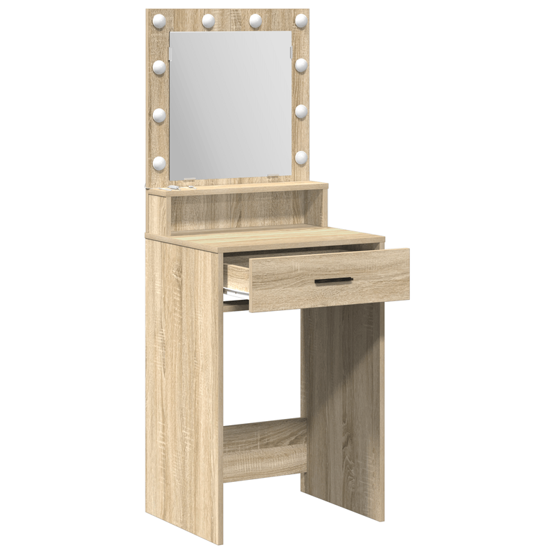 Casa si Gradina - Mobilier - Comode si corpuri - Masute de toaleta - Masa de cosmetica cu lumini LED, stejar sonoma, 50x41x135 cm - Infinity.ro