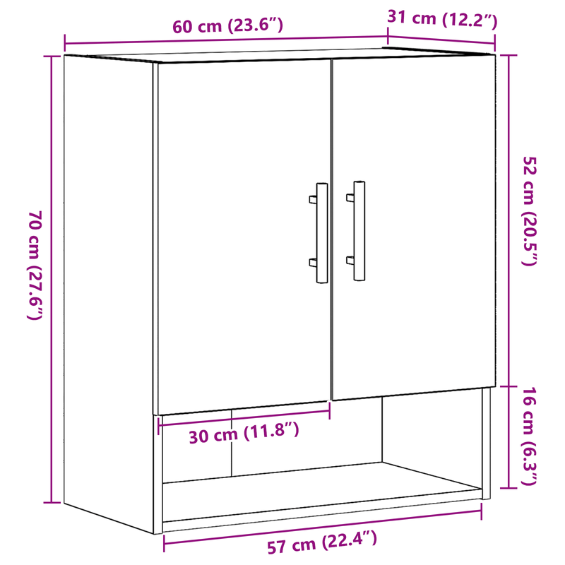 Casa si Gradina - Mobilier - Dulapuri si sifoniere - Dulapuri - Dulap de perete, stejar negru, 60x31x70 cm, lemn prelucrat - Infinity.ro