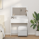 Casa si Gradina - Mobilier - Comode si corpuri - Masute de toaleta - Masa de toaleta cu lumini LED, alb, 79x41x135 cm - Infinity.ro