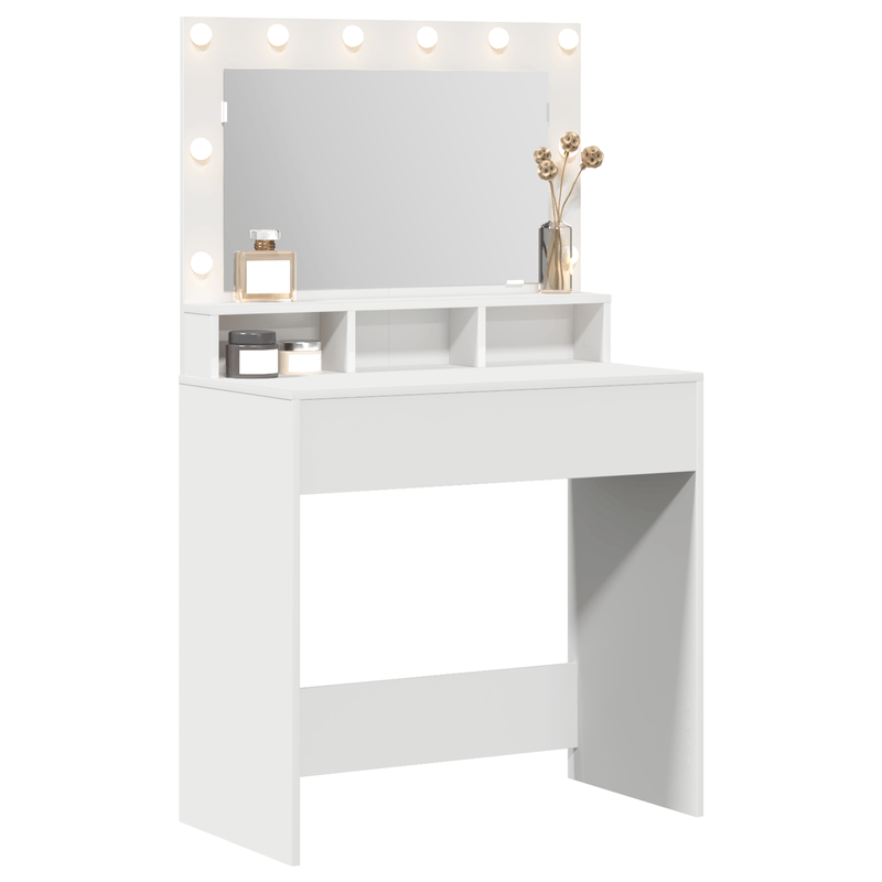 Casa si Gradina - Mobilier - Comode si corpuri - Masute de toaleta - Masa de toaleta cu lumini LED, alb, 79x41x135 cm - Infinity.ro
