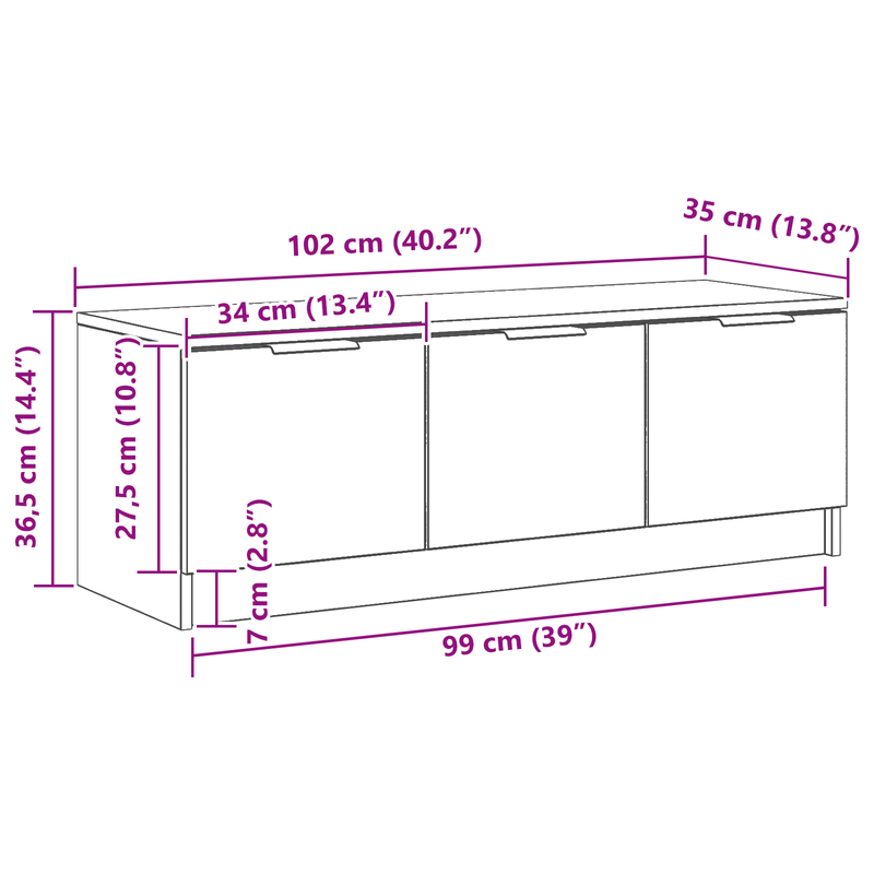Casa si Gradina - Mobilier - Comode si corpuri - Comode - Dulap TV, stejar negru, 102x35x36,5 cm, lemn prelucrat - Infinity.ro