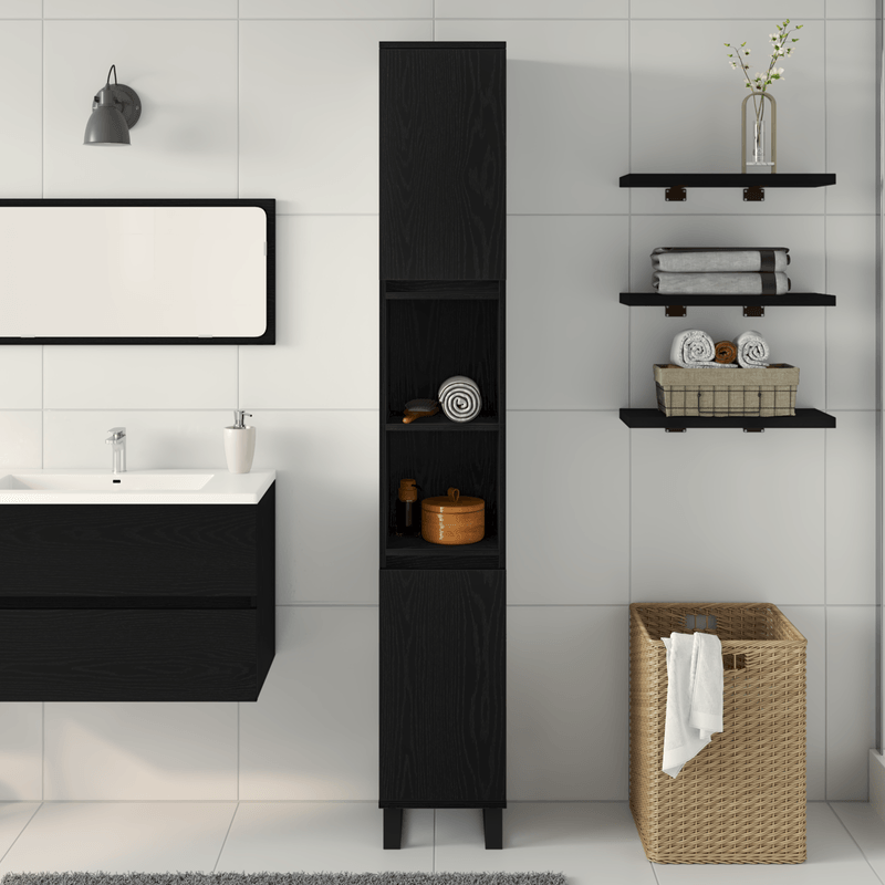 Casa si Gradina - Mobilier - Mobilier baie - Corpuri baie - Dulap de baie, stejar negru, 30x30x190 cm, lemn prelucrat - Infinity.ro