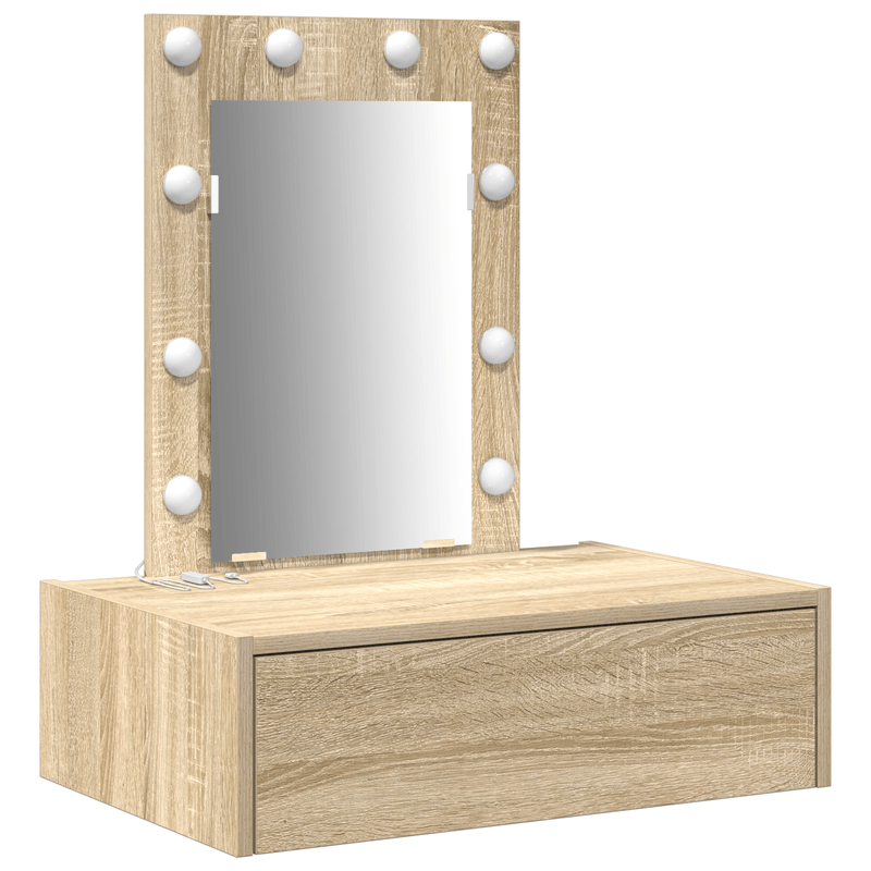 Casa si Gradina - Mobilier - Comode si corpuri - Masute de toaleta - Masa de toaleta suspendata cu LED, stejar sonoma - Infinity.ro