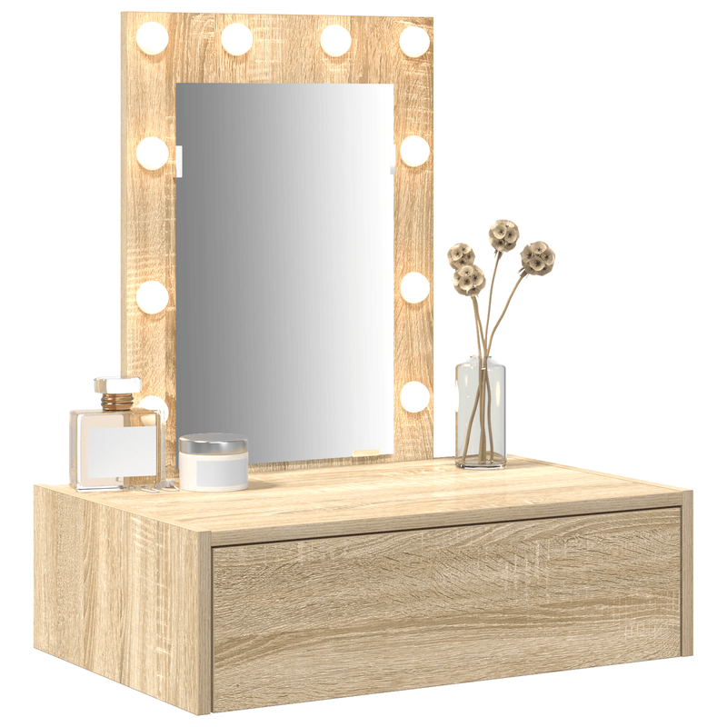 Casa si Gradina - Mobilier - Comode si corpuri - Masute de toaleta - Masa de toaleta suspendata cu LED, stejar sonoma - Infinity.ro