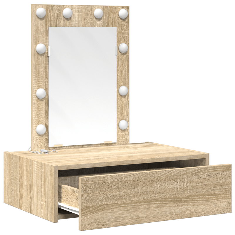 Casa si Gradina - Mobilier - Comode si corpuri - Masute de toaleta - Masa de toaleta suspendata cu LED, stejar sonoma - Infinity.ro