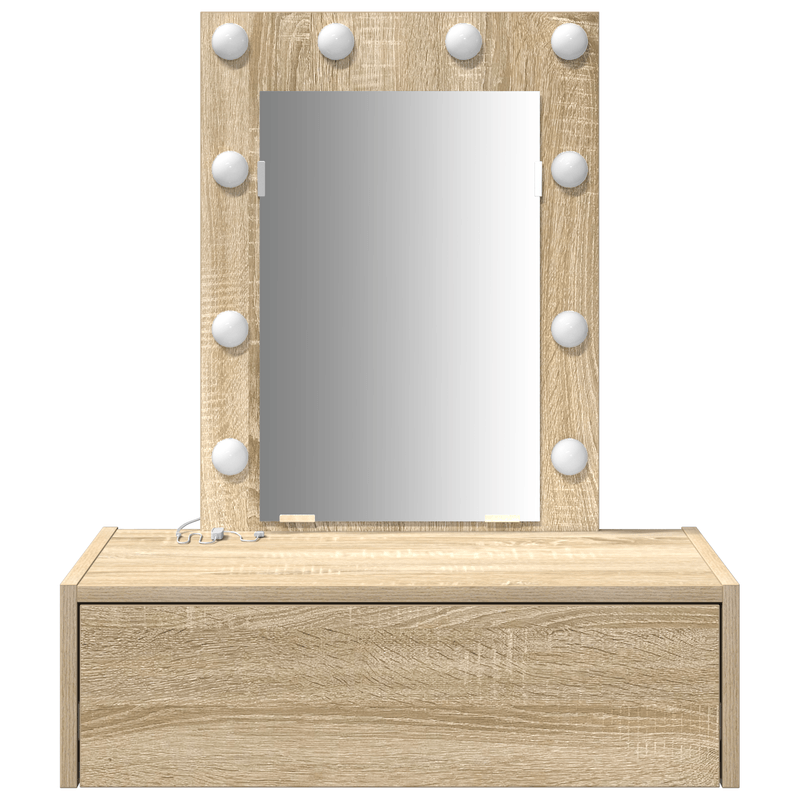 Casa si Gradina - Mobilier - Comode si corpuri - Masute de toaleta - Masa de toaleta suspendata cu LED, stejar sonoma - Infinity.ro