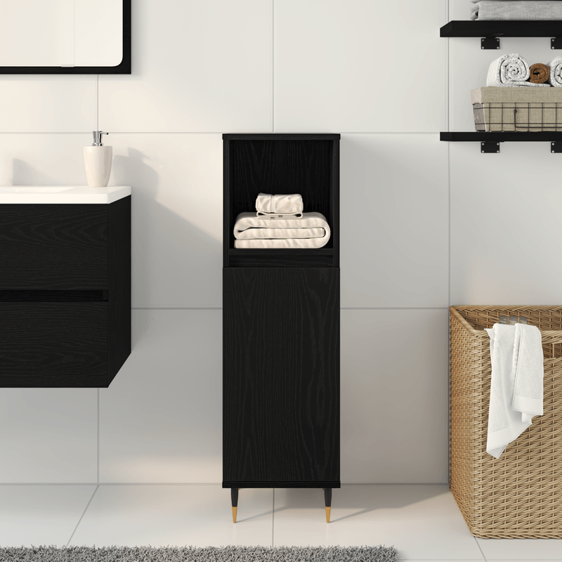 Casa si Gradina - Mobilier - Mobilier baie - Comode baie - Dulap de baie, stejar negru, 30x30x190 cm, lemn prelucrat - Infinity.ro