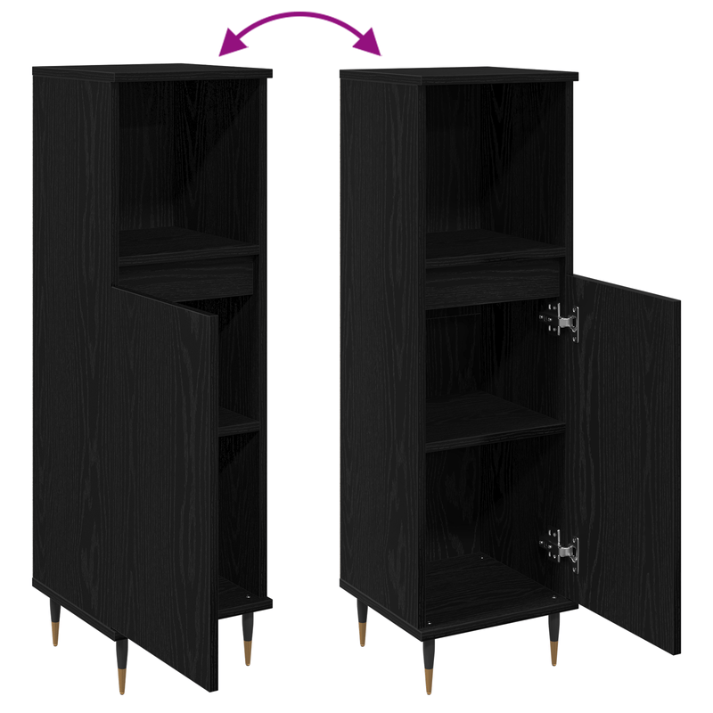 Casa si Gradina - Mobilier - Mobilier baie - Comode baie - Dulap de baie, stejar negru, 30x30x190 cm, lemn prelucrat - Infinity.ro