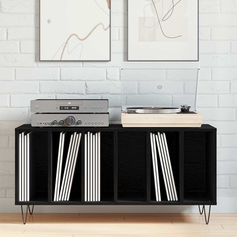 Casa si Gradina - Mobilier - Dulapuri si sifoniere - Dulapuri - Dulap pentru discuri, stejar negru 100x38x48 cm lemn prelucrat - Infinity.ro