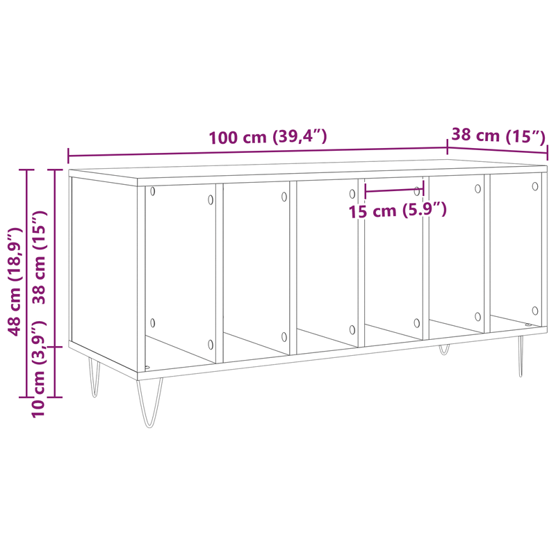 Casa si Gradina - Mobilier - Dulapuri si sifoniere - Dulapuri - Dulap pentru discuri, stejar negru 100x38x48 cm lemn prelucrat - Infinity.ro