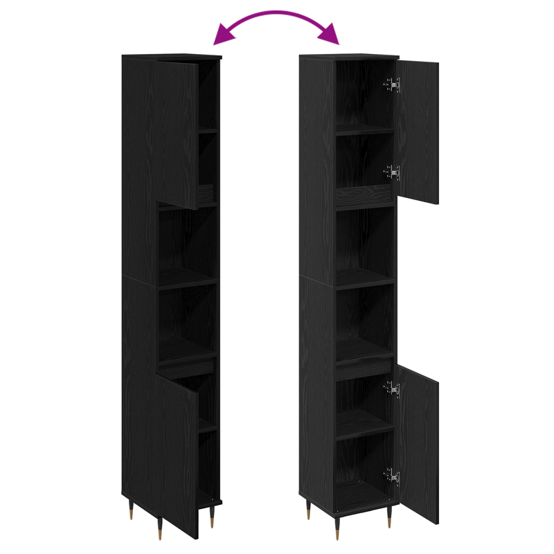 Casa si Gradina - Mobilier - Seturi de mobilier - Seturi baie - Dulap de baie, stejar negru, 30x30x190 cm, lemn prelucrat - Infinity.ro