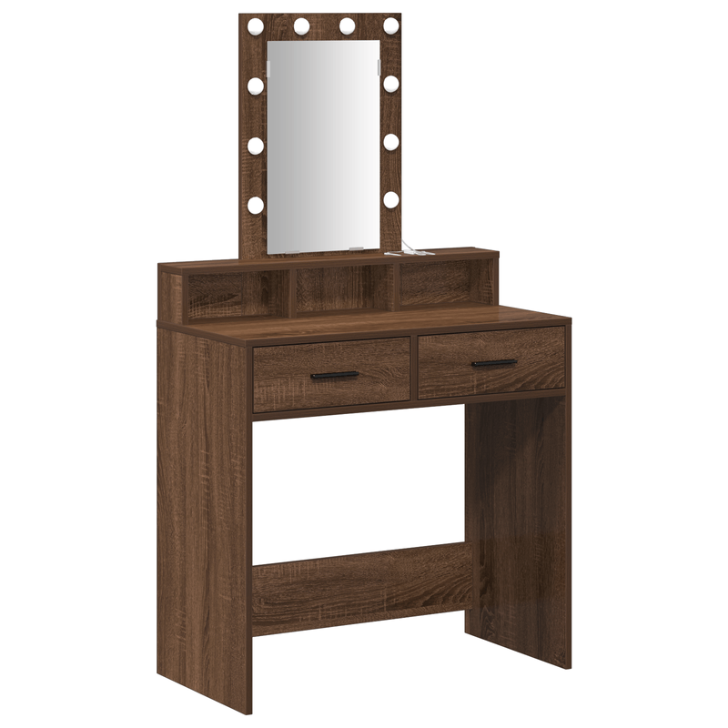 Casa si Gradina - Mobilier - Comode si corpuri - Masute de toaleta - Masa de cosmetica cu LED, stejar maro, 79x41x140 cm - Infinity.ro
