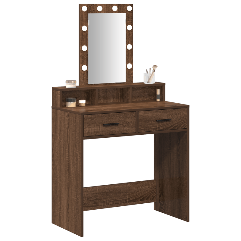 Casa si Gradina - Mobilier - Comode si corpuri - Masute de toaleta - Masa de cosmetica cu LED, stejar maro, 79x41x140 cm - Infinity.ro