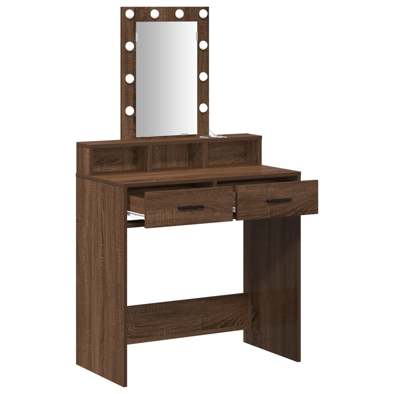 Casa si Gradina - Mobilier - Comode si corpuri - Masute de toaleta - Masa de cosmetica cu LED, stejar maro, 79x41x140 cm - Infinity.ro