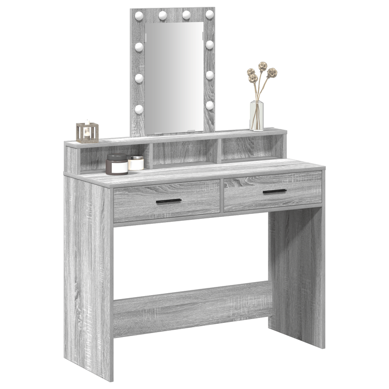 Casa si Gradina - Mobilier - Comode si corpuri - Masute de toaleta - Masa de toaleta  cu lumini LED Gri Sonoma 100x41x140 cm - Infinity.ro